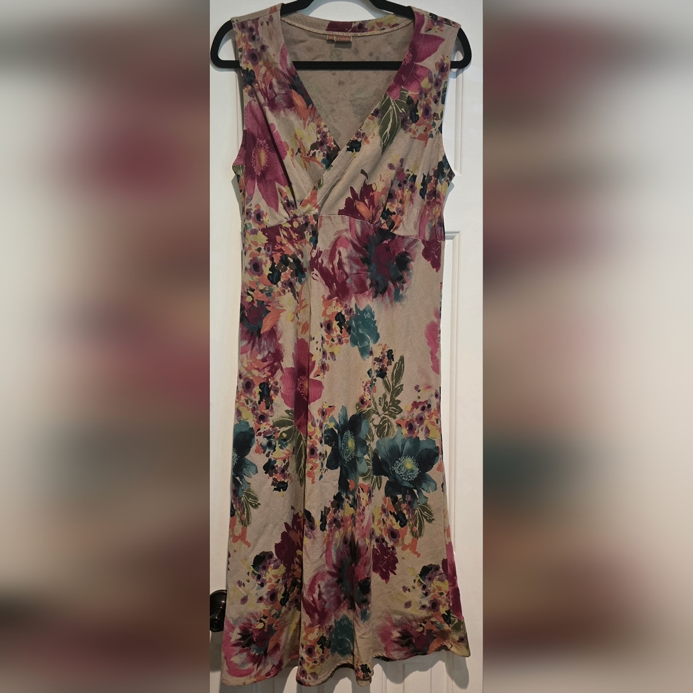 Women's Tianello Sleeveless Midi Dress Size Medium Multicolor Floral Pattern